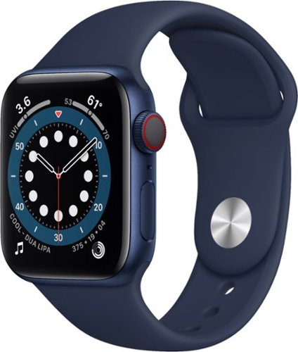 Geek Squad Certified Refurbished Apple Watch Series 6 (GPS + Cellular) 40mm Aluminum Case with Deep Navy Sport Band - Blue