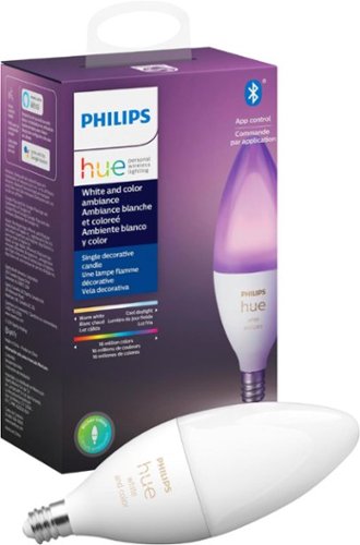 Philips - Geek Squad Certified Refurbished Hue E12 Smart LED Bulb - White and Color Ambiance