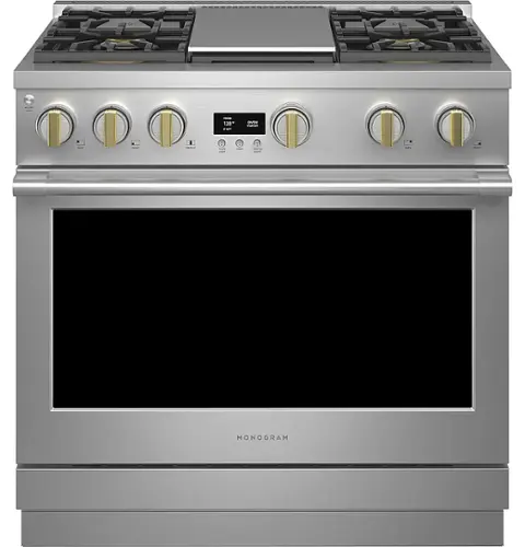 Front. Monogram - 6.2 Cu. Ft. Freestanding Gas Convection Range with 4 Burners - Stainless Steel.