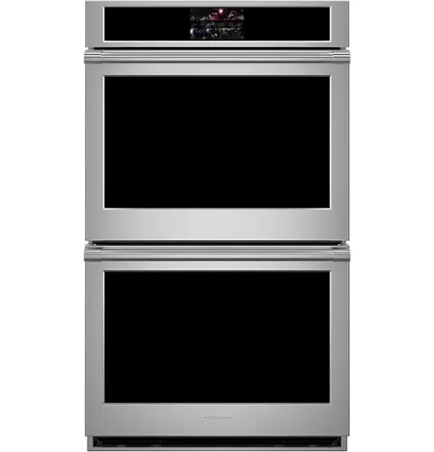 Front. Monogram - Statement 30" Built-In Double Electric Convection Wall Oven with No-Preheat Air Fry - Stainless Steel.