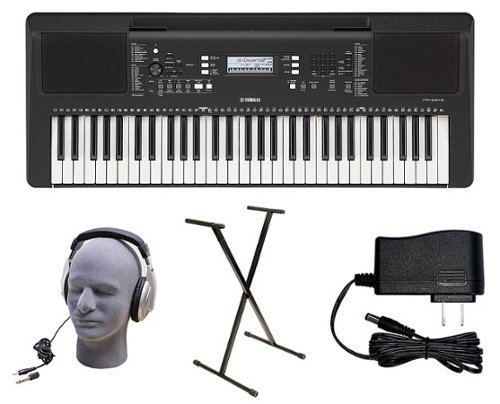 Yamaha PSR-E373 PKY 61-Key Keyboard Pack with Y-Stand, Adapter, and Headphones - Black