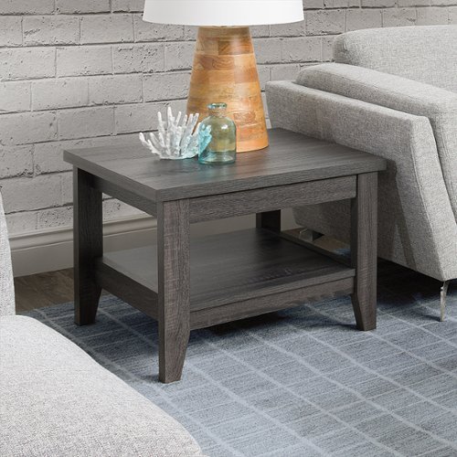 CorLiving - Hollywood Side Table with Shelf - Dark Gray