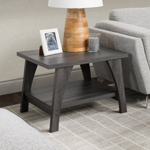CorLiving - Hollywood Side Table with Lower Shelf - Dark Gray