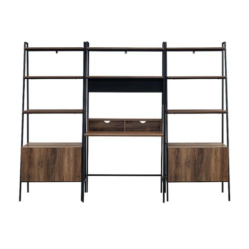 Walker Edison - 3 Piece Home Office Ladder Desk and Storage Bookcases - Rustic Oak-Front_Standard 