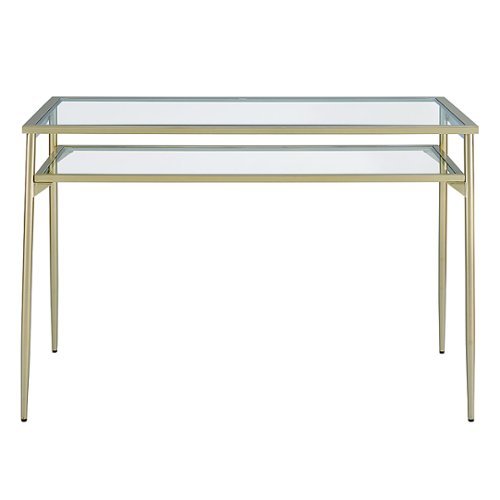 Walker Edison - Rayna 48" Two Tier Glass and Metal Desk - Gold