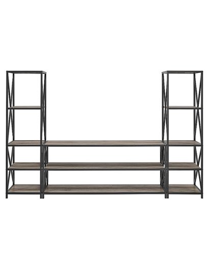 Walker Edison - 3-Piece Industrial Bookcase Set - Grey Wash