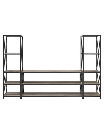 

Walker Edison - 3-Piece Industrial Bookcase Set - Grey Wash