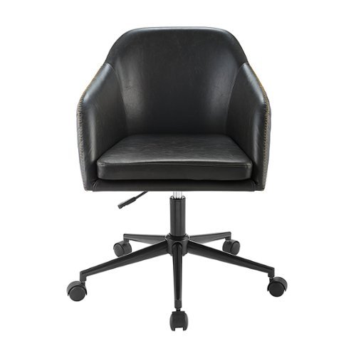 Walker Edison - Modern Upholstered Barrel Swivel Office Chair - Charcoal