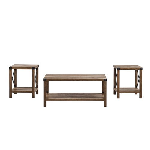 

Walker Edison - 3-Piece Rustic Wood and Metal Accent Table Set - Rustic Oak/Black