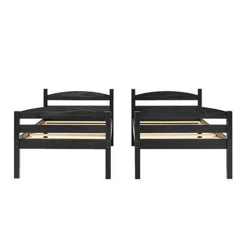 Walker Edison - Rustic Solid Wood Twin Bunk Bed with Trundle - Black