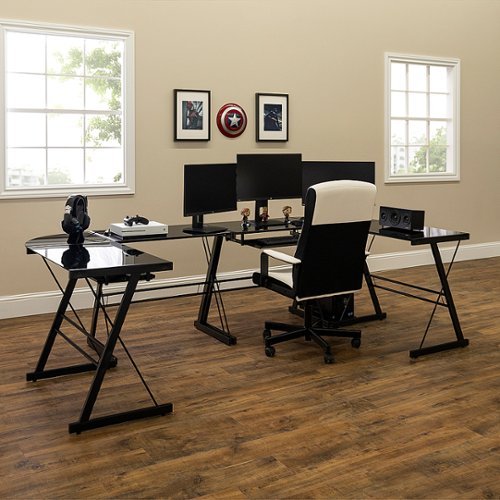 Walker Edison - Command Center Gaming Station Computer Desk - Black-Alt_View_Standard_12 