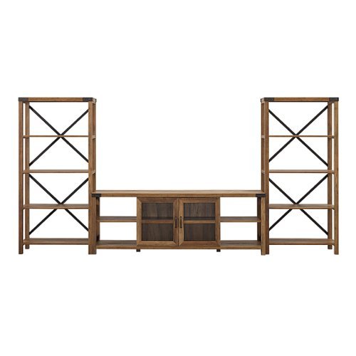 Walker Edison - Modern Farmhouse Wall TV Stand for  TV's up to 80” - Rustic Oak