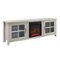 Walker Edison - 70" Traditional Glass Door Cabinet Fireplace TV Stand for Most TVs up to 80" - Birch-Angle_Standard