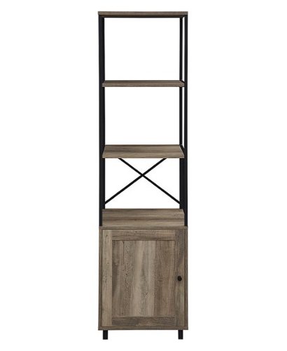 Walker Edison - Landry 64" 1 Door Metal and Wood Media Tower - Grey Wash