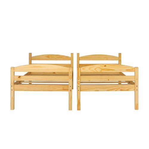 Walker Edison - Rustic Solid Wood Twin Bunk Bed with Trundle - Natural-Front_Standard 