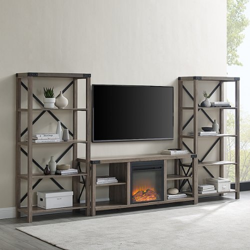 Walker Edison - 3-PC Farmhouse Fireplace Entertainment Center TV Stand for Most TVs up to 65" - Grey Wash-Alt_View_Standard_21 