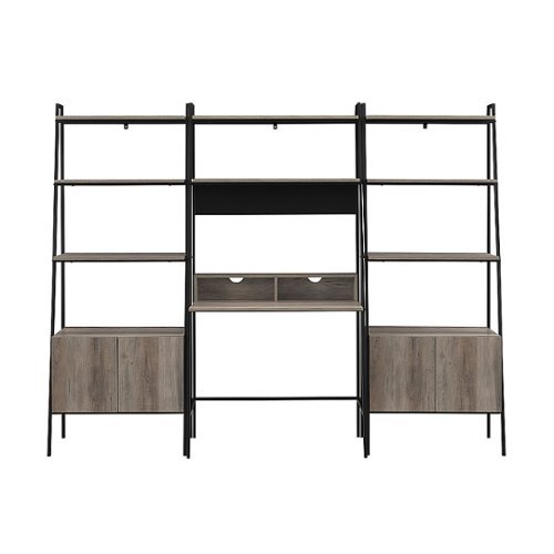 

Walker Edison - 3 Piece Home Office Ladder Desk and Storage Bookcases - Grey Wash