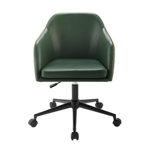 Walker Edison - Modern Upholstered Barrel Swivel Office Chair-Front_Standard 