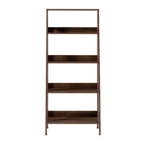 Walker Edison - 55" Leaning Ladder 4-Shelf Bookcase - Dark Walnut