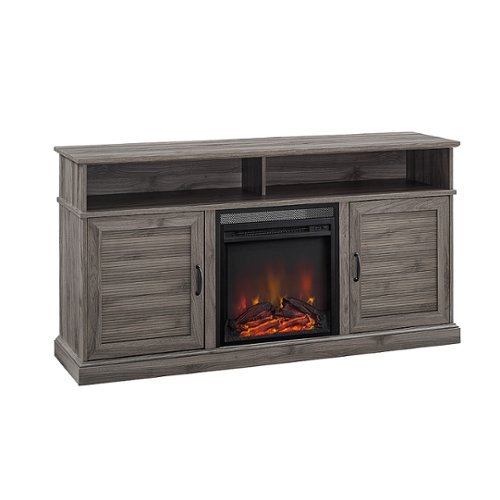 Walker Edison - Traditional Fluted Door Tall Soundbar Storage Fireplace TV Stand for Most TVs up to 65" - Slate Grey