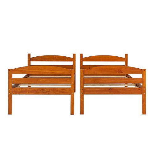 Walker Edison - Rustic Solid Wood Twin Bunk Bed with Trundle - Honey-Front_Standard 