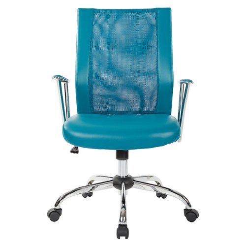 OSP Home Furnishings - Bridgeway Office Chair with Woven Mesh and Chrome Base - Blue