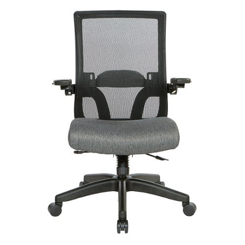Office Star Products - Manager's Chair with Breathable Mesh Back and Fabric Seat with Black Nylon Base. - Charcoal