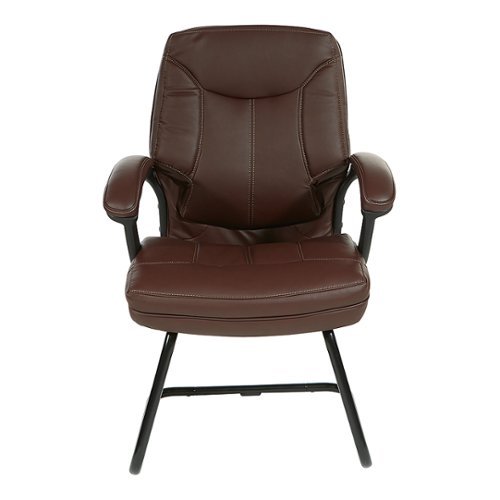 Office Star Products - Executive Faux Leather Visitor Chair with Contrast Stitching - Chocolate