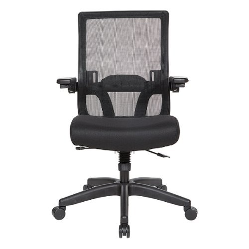 Office Star Products - Manager's Chair with Breathable Mesh Back and Fabric Seat with Black Nylon Base. - Black