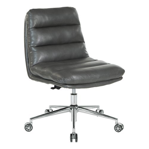 OSP Home Furnishings - Legacy Office Chair in Deluxe Faux Leather with Chrome Base - Pewter