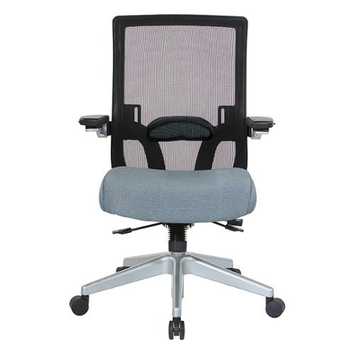 Office Star Products - Manager's Chair with Breathable Mesh Back and Fabric Seat with a Silver Base. - Blue