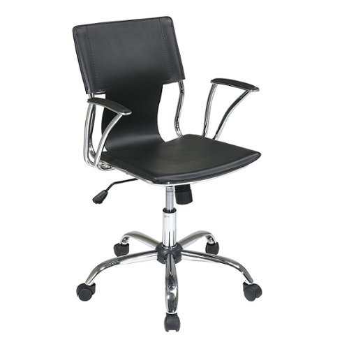 OSP Home Furnishings - Dorado Office Chair in Vinyl and Chrome Finish - Black