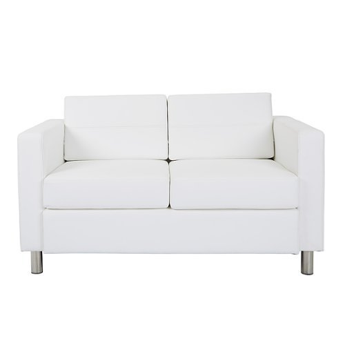 

OSP Home Furnishings - Atlantic Loveseat with Dual Charging Station in Dillon Snow Fabric K/D - White