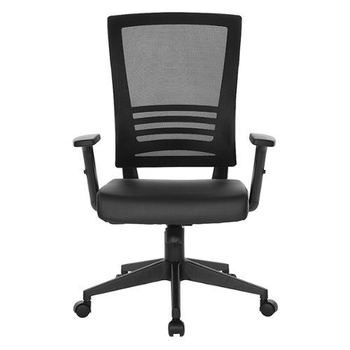 Office Star Products - Vertical Mesh Back Chair in Frame with Black Faux Leather - Black