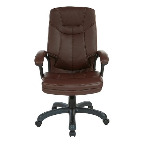 Office Star Products - Executive Faux Leather High Back Chair with Contrast Stitching - Chocolate