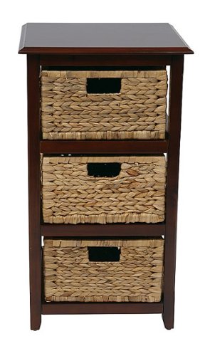 OSP Home Furnishings - Seabrook Three-Tier Storage Unit With Espresso Finish and Natural Baskets - Espresso