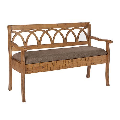 OSP Home Furnishings - Coventry Storage Bench in Frame and Latte Seat Cushion K/D - Distressed Toffee