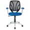 OSP Home Furnishings - Screen Back Chair with Mesh Fabric and Silver Coated Arms and Base - Navy-Front_Standard