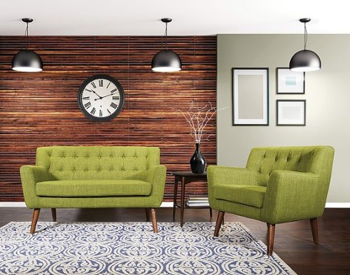 OSP Home Furnishings - Mill Lane Chair and Loveseat Set in Fabric with Coffee Finish Legs K/D 2/CTN - Green
