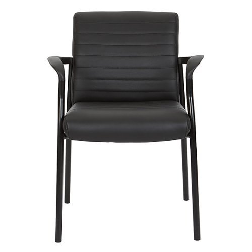 Office Star Products - Guest Chair in Faux Leather with Black Frame - Black