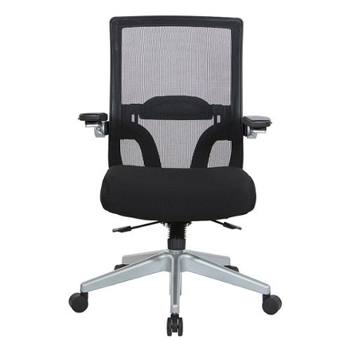 Office Star Products - Manager's Chair with Breathable Mesh Back and Fabric Seat with a Silver Base. - Black
