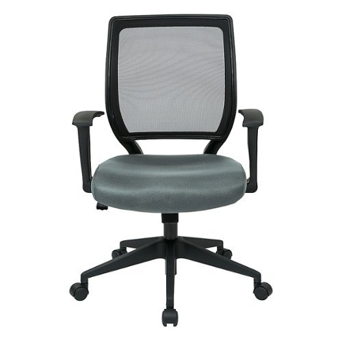 Office Star Products - Screen Back Task Chair with "T" Arms in Fun Colors fabric - Grey