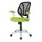 OSP Home Furnishings - Screen Back Chair with Mesh Fabric and Silver Coated Arms and Base - Green-Front_Standard