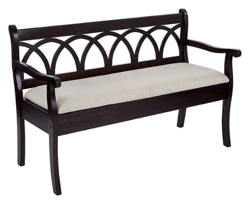 Image of OSP Home Furnishings - Coventry Storage Bench in Antique Frame and Beige Seat Cushion K/D - Black