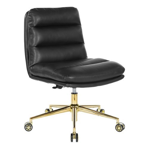 OSP Home Furnishings - Legacy Office Chair in Deluxe Faux Leather with Gold Base - Black