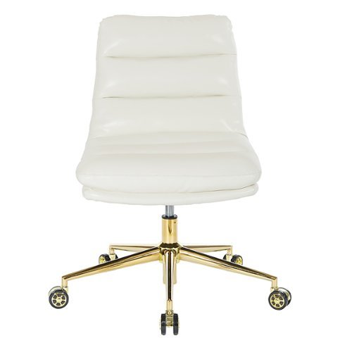 OSP Home Furnishings - Legacy Office Chair in Deluxe Faux Leather with Gold Base - White