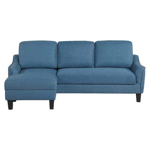 OSP Home Furnishings - Lester Sofa with Chaise and Twin Sleeper in fabric with Black legs - Blue