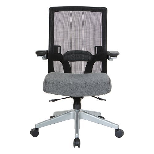 Office Star Products - Manager's Chair with Breathable Mesh Back and Fabric Seat with a Silver Base. - Charcoal
