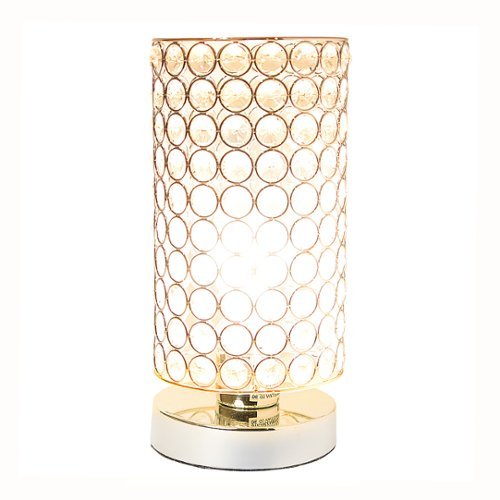 Elegant Designs - Elipse Crystal Bedside Nightstand Cylindrical Uplight Table Lamp, Chrome