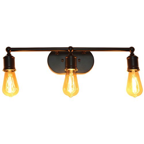 Lalia Home - 3 Light Industrial Metal Vanity Light - Matte Black-Front_Standard 